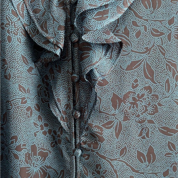 NWT! Ann Taylor Blue & Black Floral Blouse size XL - Picture 4 of 7